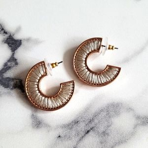 Mignonne Gavigan Rose Gold and Silver Threaded Mini Hoops
